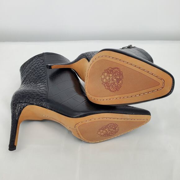 Vince Camuto Women's 6M Allost Black Croco Pointy Toe Ankle Boot 3in Heel New - Picture 7 of 12